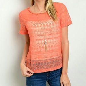 GRIFFLIN PARIS Beaded Neck Crochet Lace Design Top